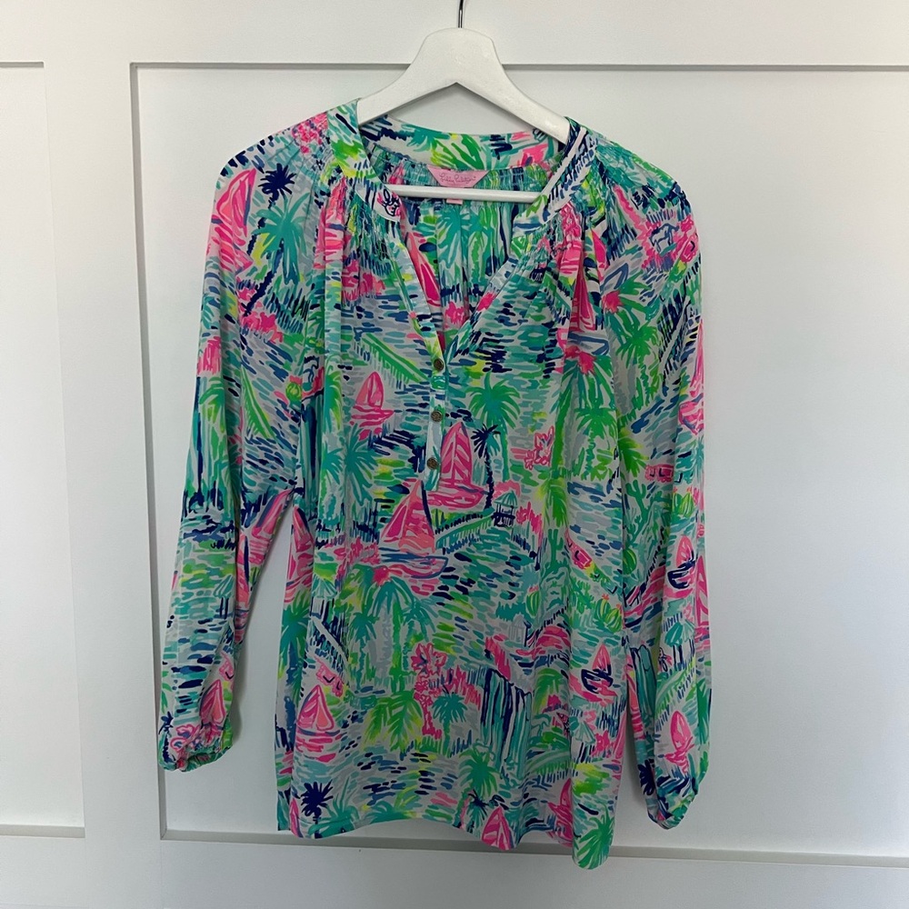 Lilly Pulitzer Elsa Top Multi Salt In The Air Size Medium